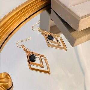 Openwork Square Earrings For Teen Girls Minimalist Piercing Studs Trendy